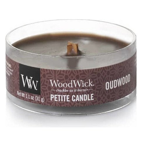 WoodWick Aromatická malá svíčka s dřevěným knotem Oudwood 31 g