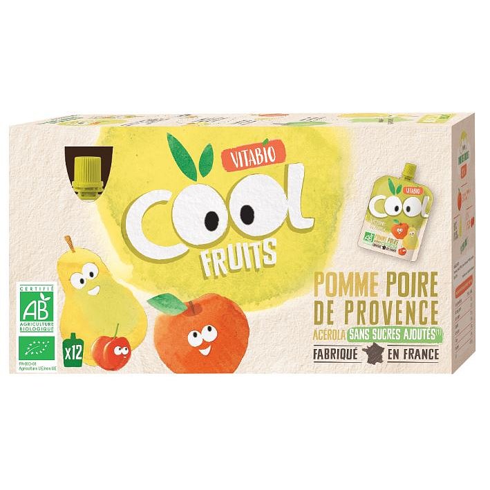 Vitabio Ovocné BIO kapsičky Cool Fruits jablko, hruška a acerola 12x90g