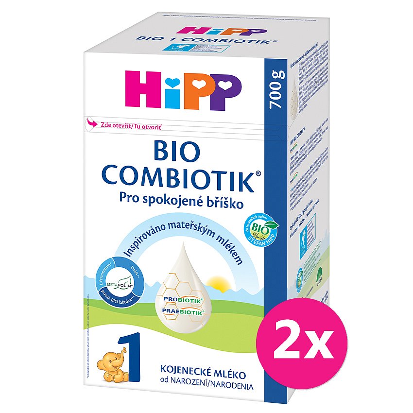 2x HiPP Výživa počáteční mléčná kojenecká 1 BIO Combiotik® od narození, 500 g