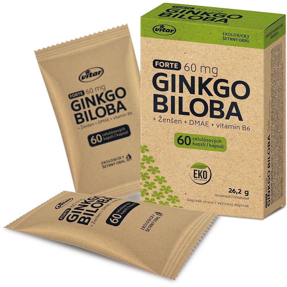 VITAR Ginkgo biloba 60mg + DMAE +Vitamín B6 EKO 60 kapslí