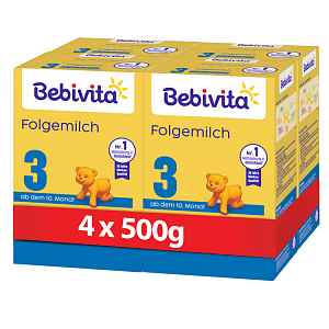 4x BEBIVITA Mléko 3 Instantní pokračovací mléčná výživa od uk. 9. měsíce, 500 g