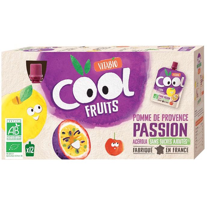 Vitabio Ovocné BIO kapsičky Cool Fruits jablko, maracuja, banán a acerola 12x90g