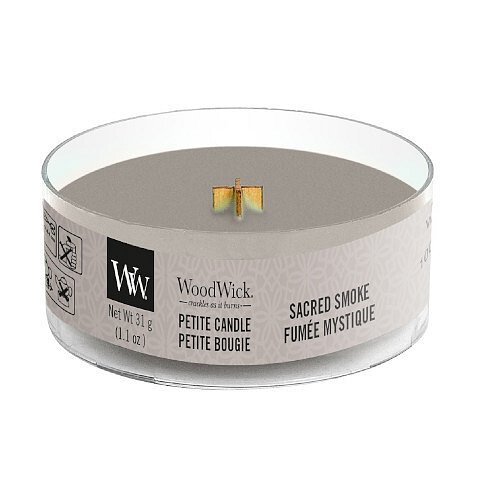 WoodWick Aromatická malá svíčka s dřevěným knotem Sacred Smoke  31 g