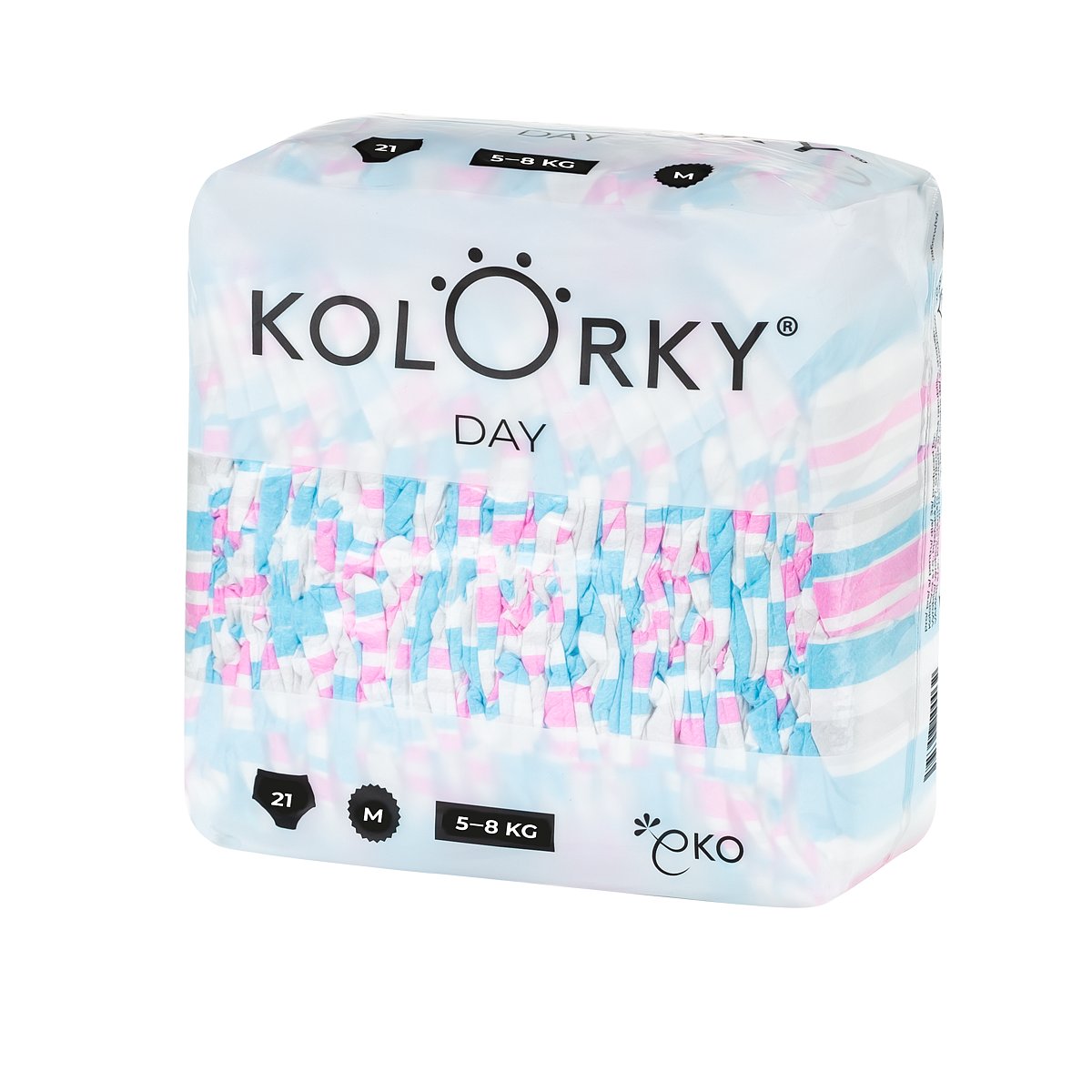 KOLORKY DAY - pruhy - M (5-8 kg) - 21 ks - jednorázové eko plenky