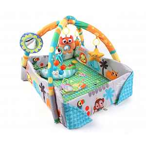 Milly Mally Dětská hrací deka Džungle 4v1 s hrazdou – podložka pro miminko
