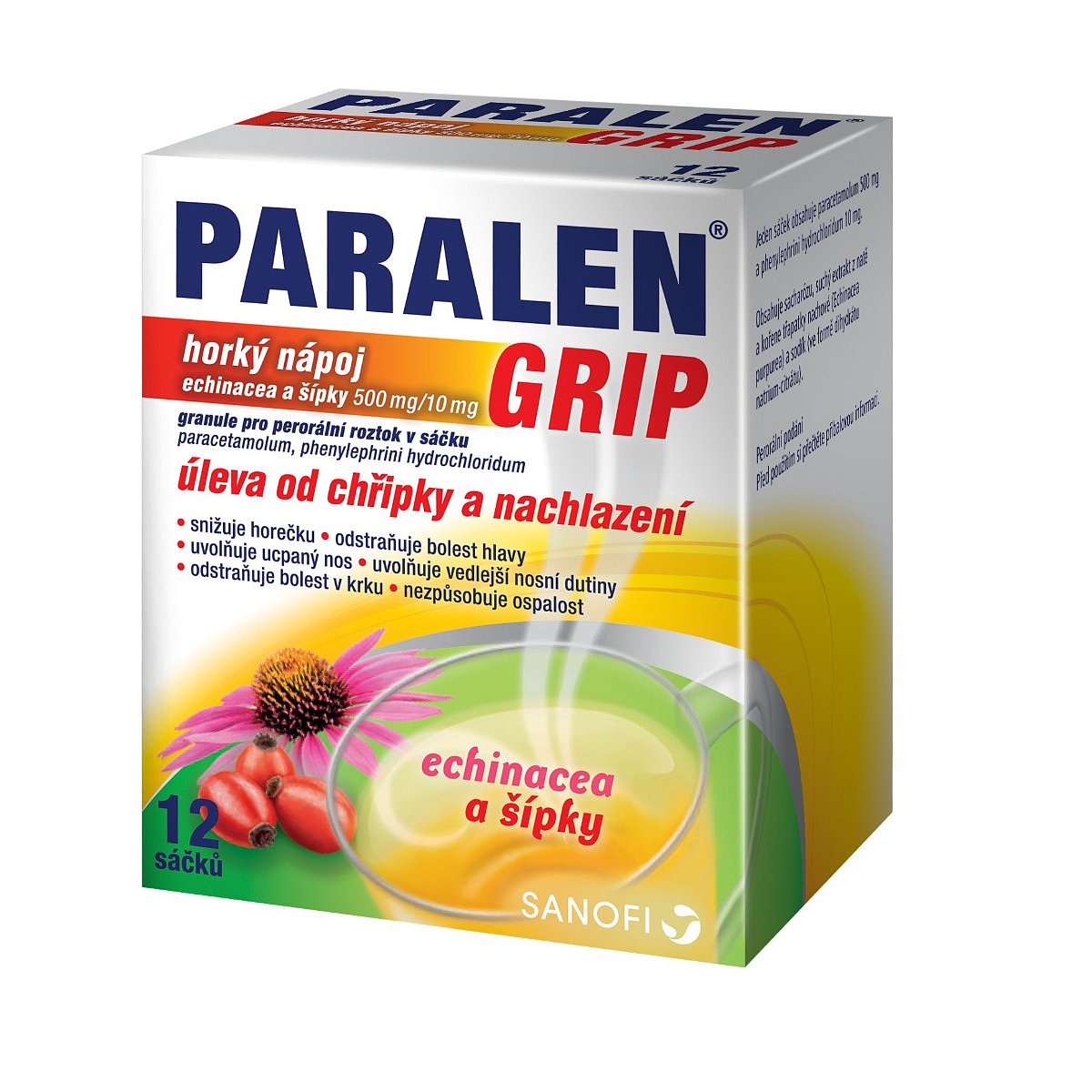 Paralen Grip Horký nápoj echinacea a šípky 12 sáčků