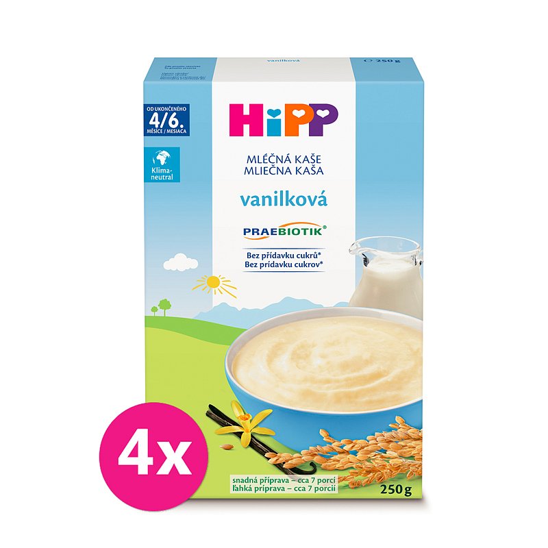4x HiPP Kaše mléčná první pro kojence od uk. 4.-6.měsíce, 250g