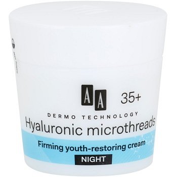 AA Cosmetics Dermo Technology Hyaluronic Microthreads  omlazující a vyhlazující noční krém 35+  50 ml