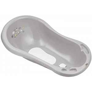 Maltex Dětská vanička Zebra s výpustem a protiskluzovou podložkou, 84 cm - šedá