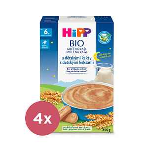 4x HiPP BIO Kaše mléčná na dobrou noc s dětskými keksy od 6. měsíce 250g