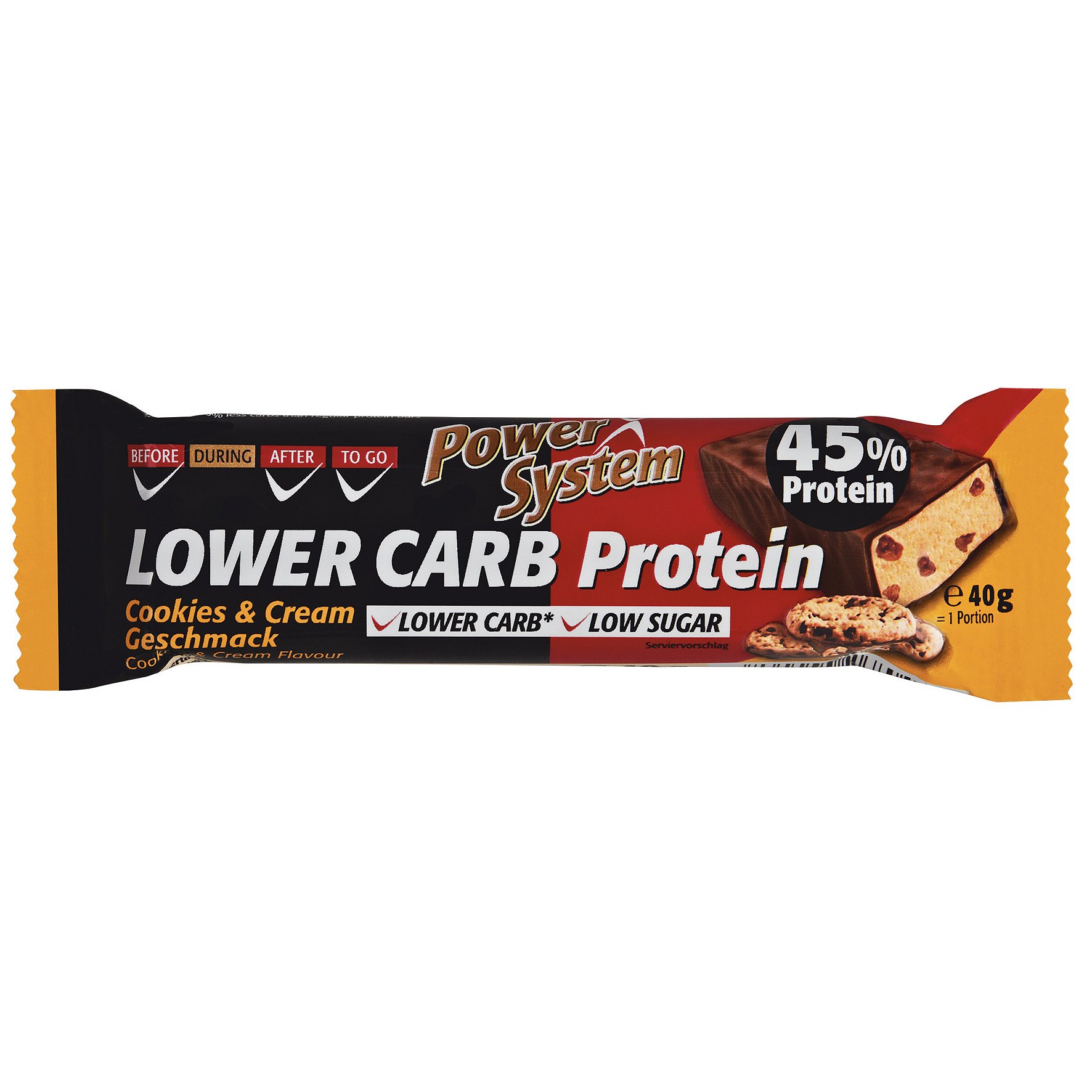 LOWER CARB Cookies&Cream Bar with 45% Protein 40g