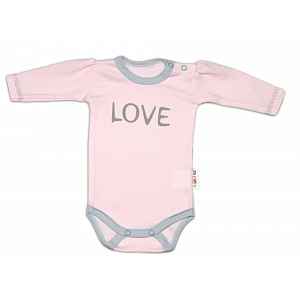 Baby Nellys Body dlouhý rukáv Love - růžové vel.  56