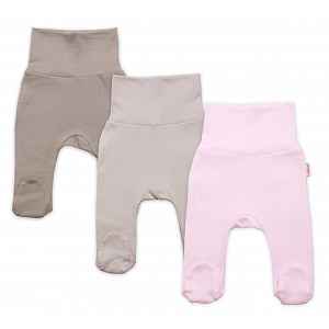 Baby Nellys Rostoucí výhodná sada, 3x polodupačky Nature - růžová/béžová/taupe
