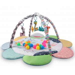 Milly Mally Dětská hrací deka Květ Safari 2v1 s hrazdičkou a kuličkami