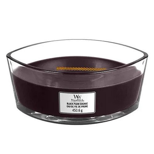 WoodWick Vonná svíčka loď Black Plum Cognac  453,6 g