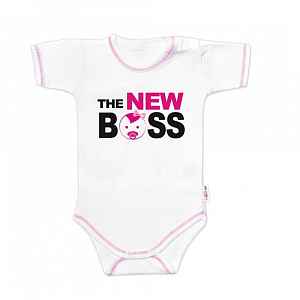 Baby Nellys Body krátký rukáv s vtipným textem , The New Boss, vel. 74