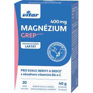 VITAR Magnézium 400mg + vitamín B6 + vitamín C grep sáčky 20 x 2 g