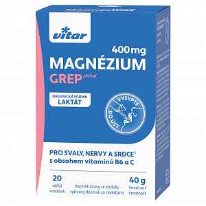 VITAR Magnézium 400mg + vitamín B6 + vitamín C grep sáčky 20 x 2 g