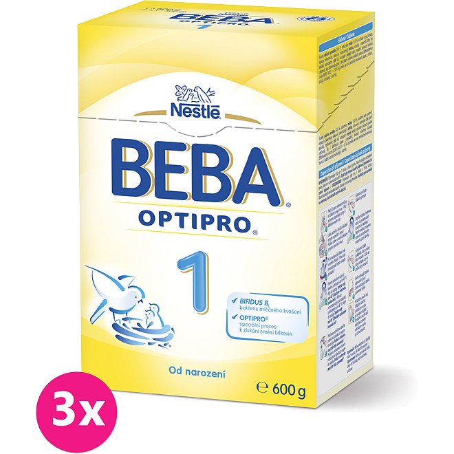 3x NESTLÉ BEBA 1 OPTIPRO (600 g) - kojenecké mléko