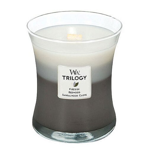 WoodWick Vonná svíčka Trilogy Hřejivé dřevo  275 g