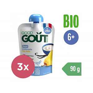 GOOD GOUT BIO Vanilkový jogurt s hruškou 3x90 g