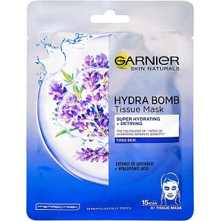 Garnier Hydratační textilní maska proti projevům únavy s výtažkem z levandule Skin Naturals Hydra Bomb  28 g