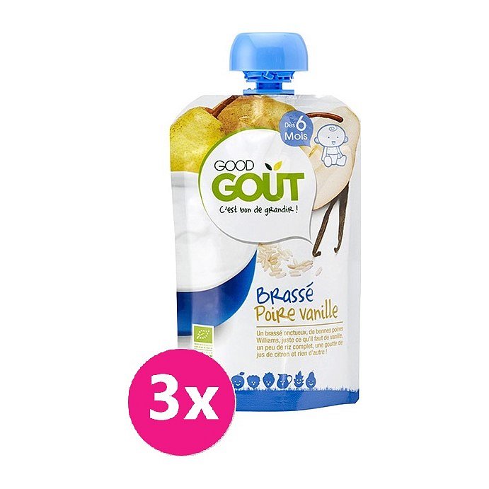 GOOD GOUT BIO Vanilkový jogurt s hruškou 3x90 g