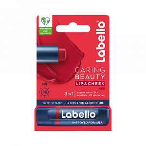 Labello Caring Beauty Red barevný balzám na rty a tváře 4,8 g