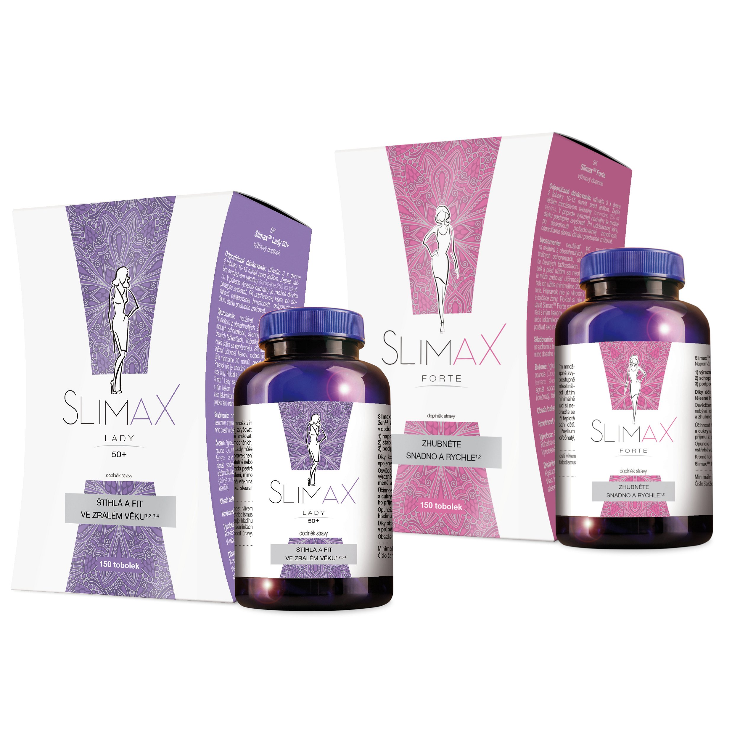 Slimax Forte 150 tobolek + Slimax Lady 50+, 150 tobolek