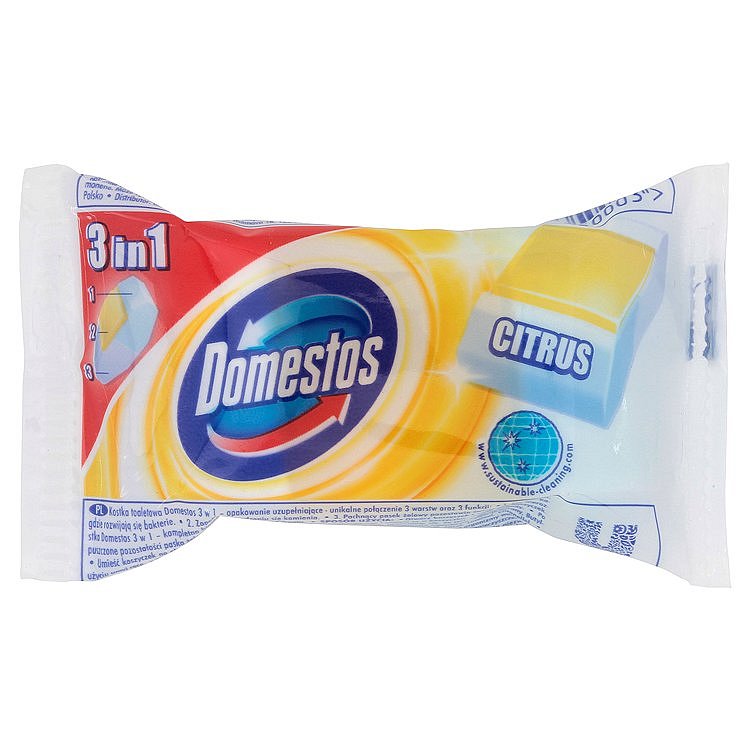 Domestos 3 v 1 toaletní blok, náhradní náplň 40 g, Citrus