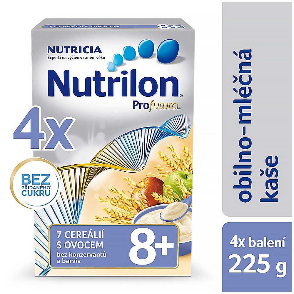 NUTRILON Profutura Mléčná kaše se 7 cereáliemi a ovocem 4 x 225 g