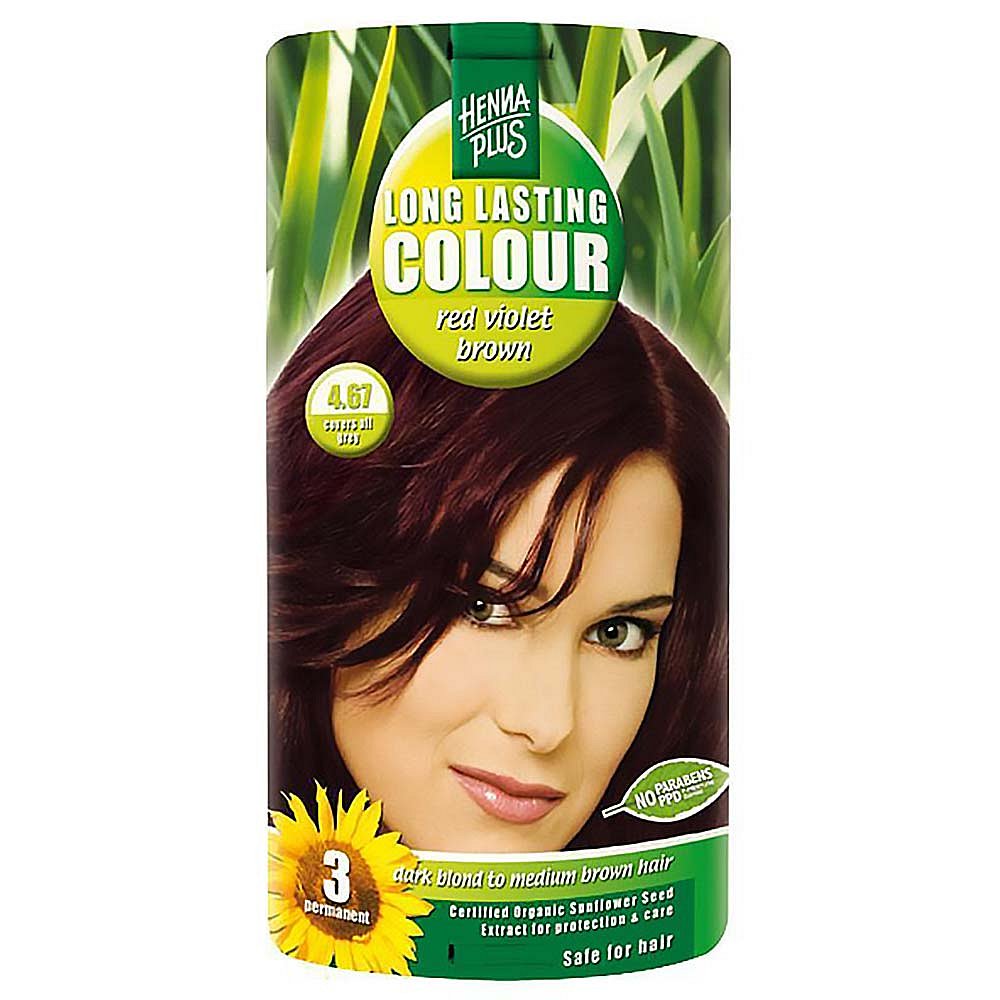 HENNA PLUS Přírodní barva na vlasy ČERVENĚ FIALOVĚ HNĚDÁ 4.67 100 ml