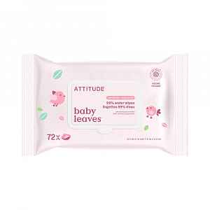 ATTITUDE Baby Leaves Vlhčené ubrousky 99% vody bez vůně 72 ks