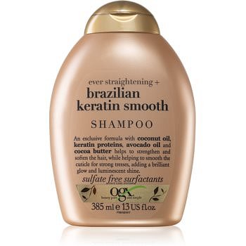 OGX Brazilian Keratin Smooth uhlazující šampon pro lesk a hebkost vlasů 385 ml