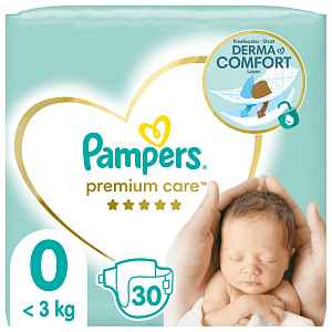 PAMPERS PREMIUM CARE 0 NEWBORN do 2,5kg dětské pleny 30ks