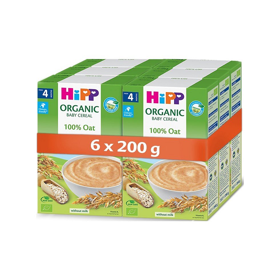 6x HiPP BIO První obilná kaše 100% ovesná (200 g), od uk. 4. měsíce