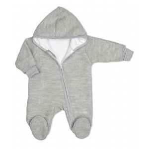 Baby Nellys Pletený overal s kapucí, CUTE - šedý, vel. 62