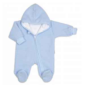 Baby Nellys Pletený overal s kapucí, CUTE - sv. modrý, vel. 62