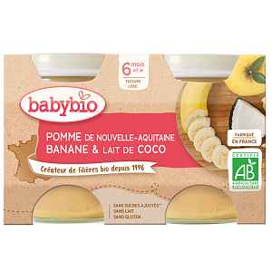 BABYBIO Jablko banán s kokosovým mlékem 2 x 130 g