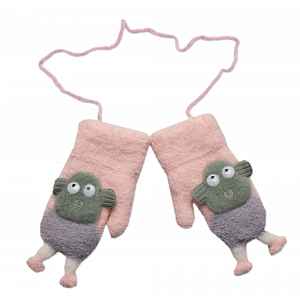 Baby Nellys Zimní rukavičky se šňůrkou a kožíškem, Ovečka, , světle růžové, 98/104, 13cm