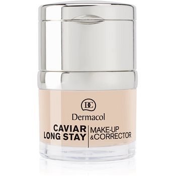 Dermacol Caviar Long Stay dlouhotrvající make-up s výtažky z kaviáru a zdokonalující korektor odstín 0,0 Ivory 30 ml