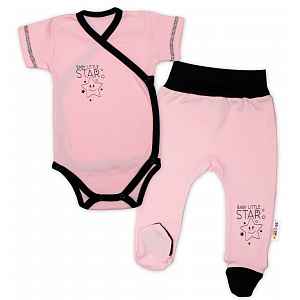Baby Nellys 2-dílná sada body kr. rukáv + polodupačky, růžová - Baby Little Star, vel. 62 vel.  62