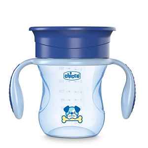 CHICCO Hrneček Perfect 360 s držadly 200 ml, modrý 12m+