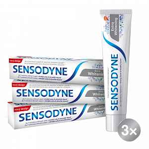 Sensodyne Extra Whitening bělicí zubní pasta s fluoridem pro citlivé zuby 3x75 ml