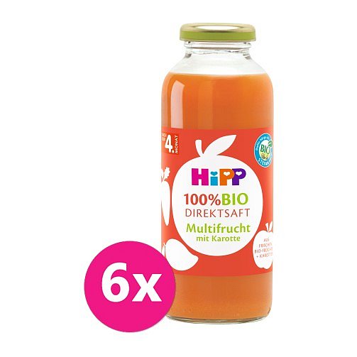 6 x HiPP 100 % Bio Juice Ovocná šťáva s karotkou