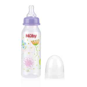 NUBY Láhev kojenecká 1-2-3 průtok 240 ml, 0-12 m+, kytičky
