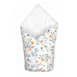 Baby Nellys Kojenecká zavinovačka Klasik- Kouzelná louka, bílá s potiskem