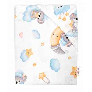 Baby Nellys Prostěradlo do postýlky bavlna Premium , Dreams Koala, modré, 140x70 cm