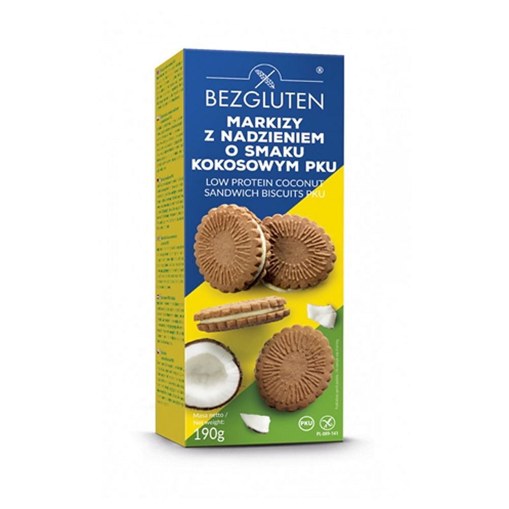 BEZGLUTEN Sušenky PKU Markýzy s kokosovou náplní 190 g