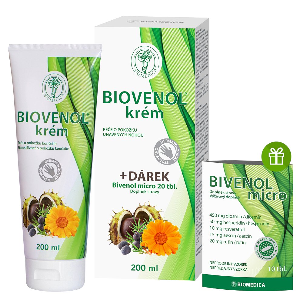 Biovenol krém 200ml + Bivenol micro 20 tablet ZDARMA